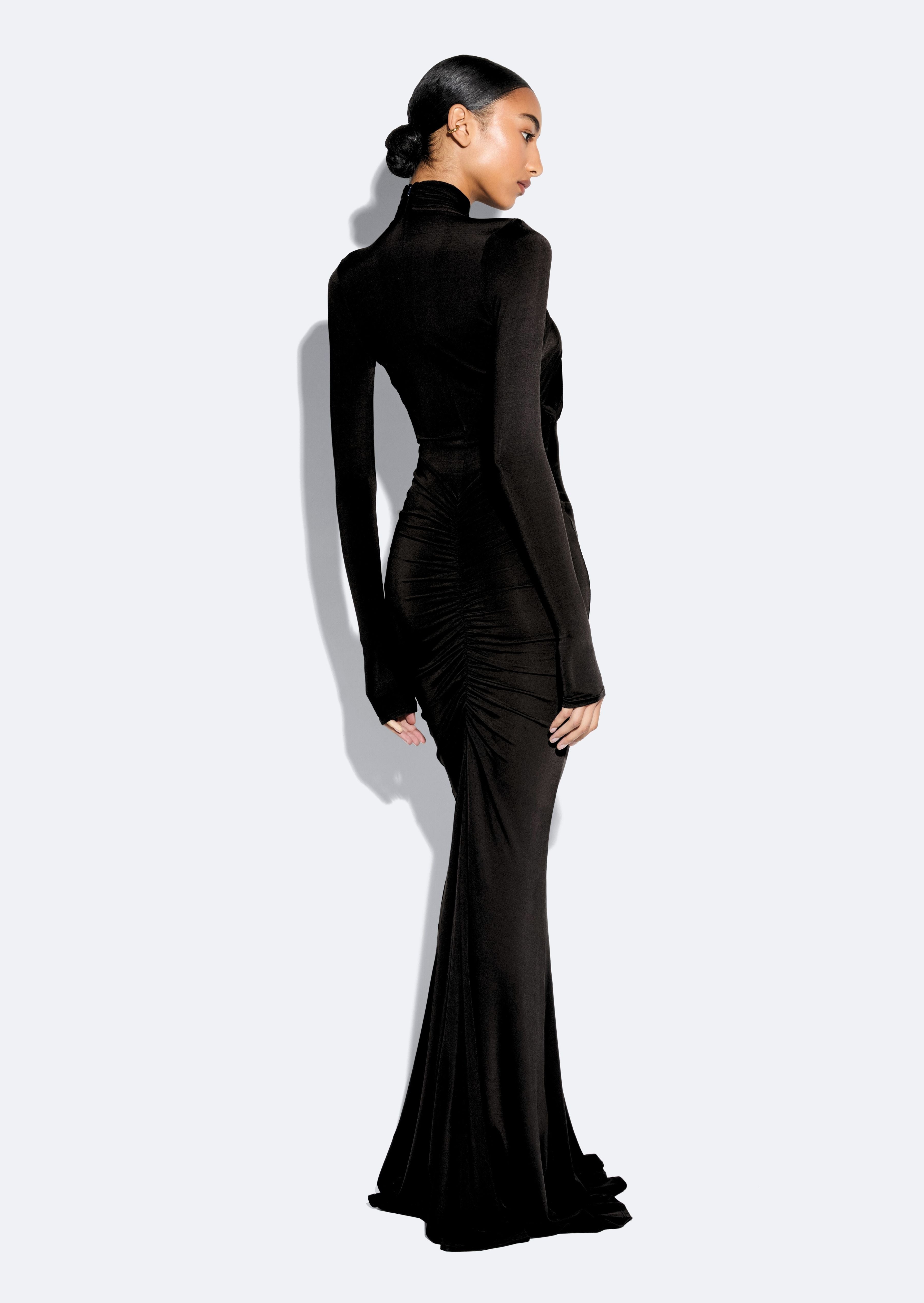 Jersey Halter Ruched Gown - 3