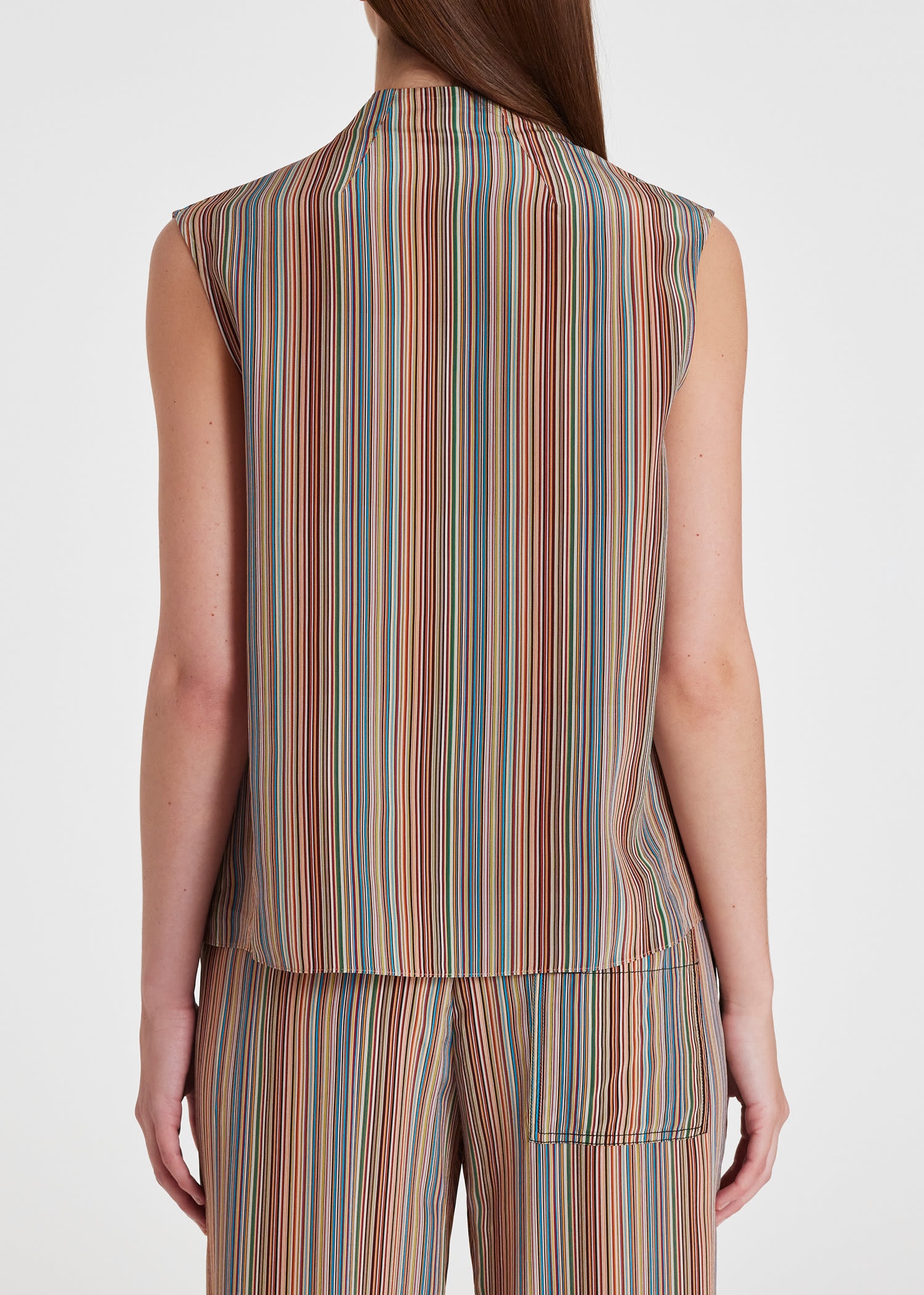 'Signature Stripe' Silk Tie Neck Blouse - 8