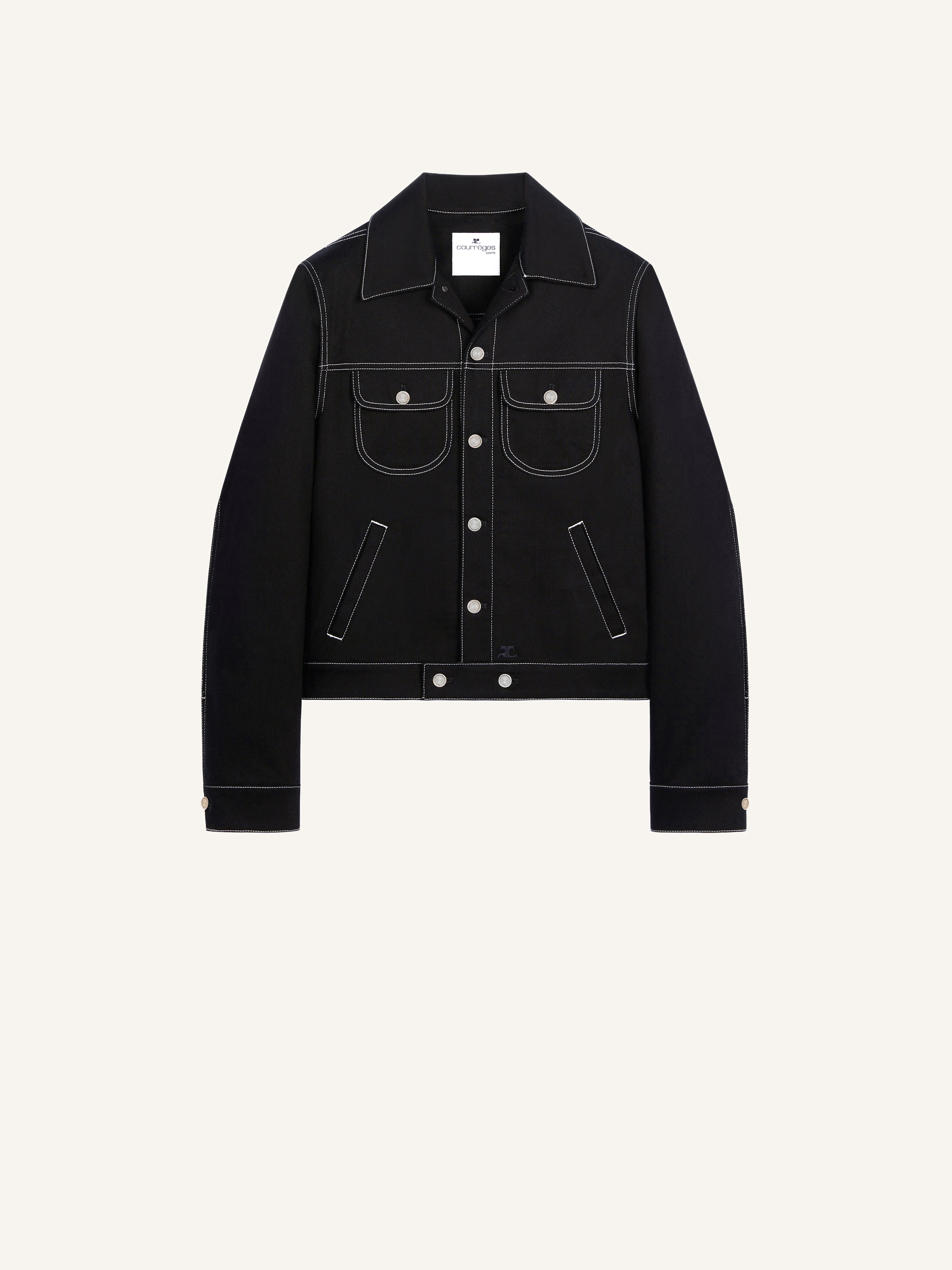 TOPSTITCHED DENIM TRUCKER JACKET - 1