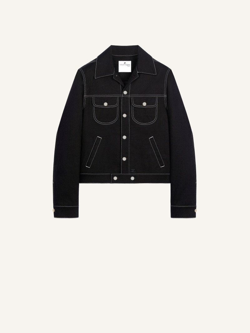 TOPSTITCHED DENIM TRUCKER JACKET 1