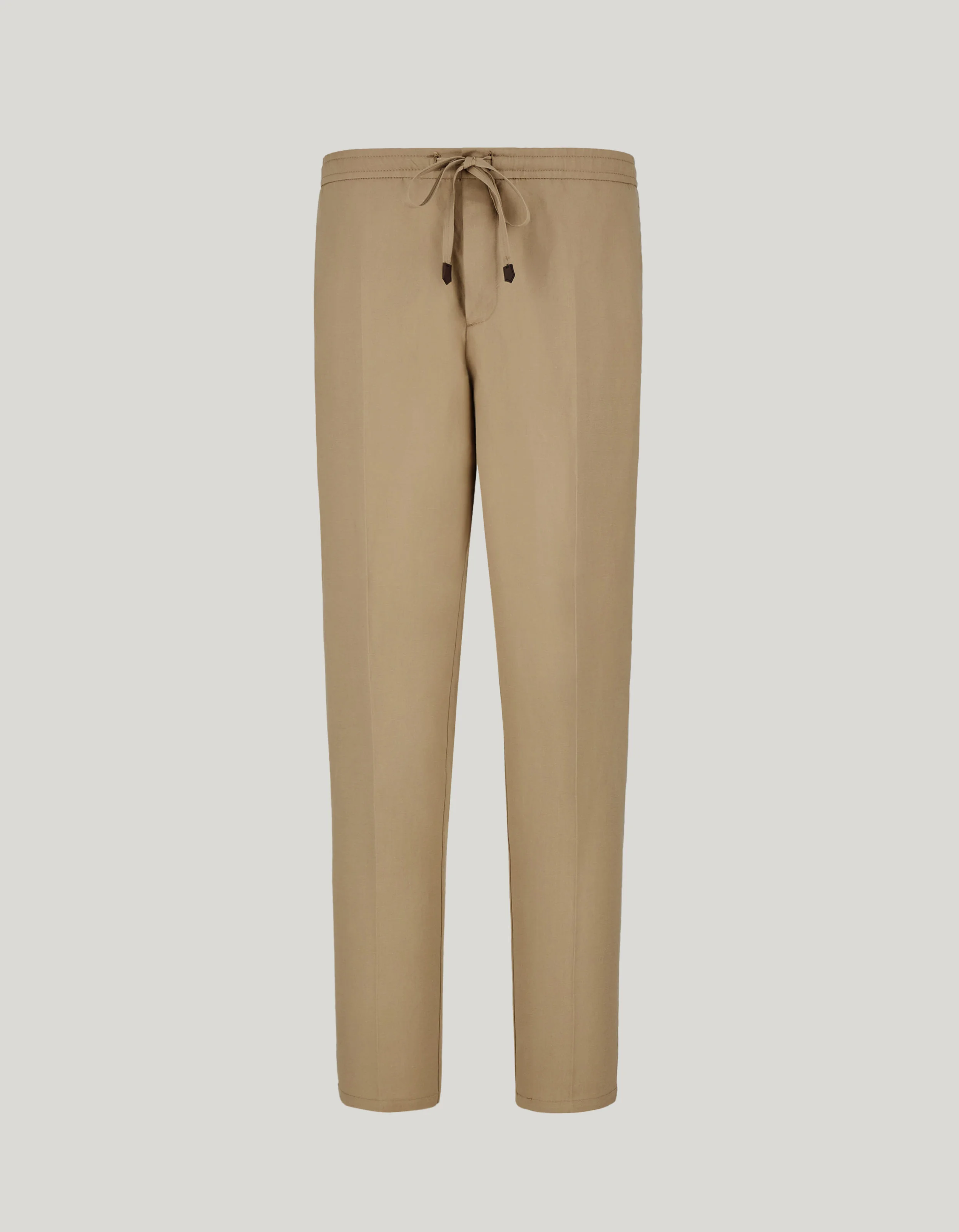 SUEDE-COLORED LINEN SILK FABRIC DRAWSTRING PANTS - 1