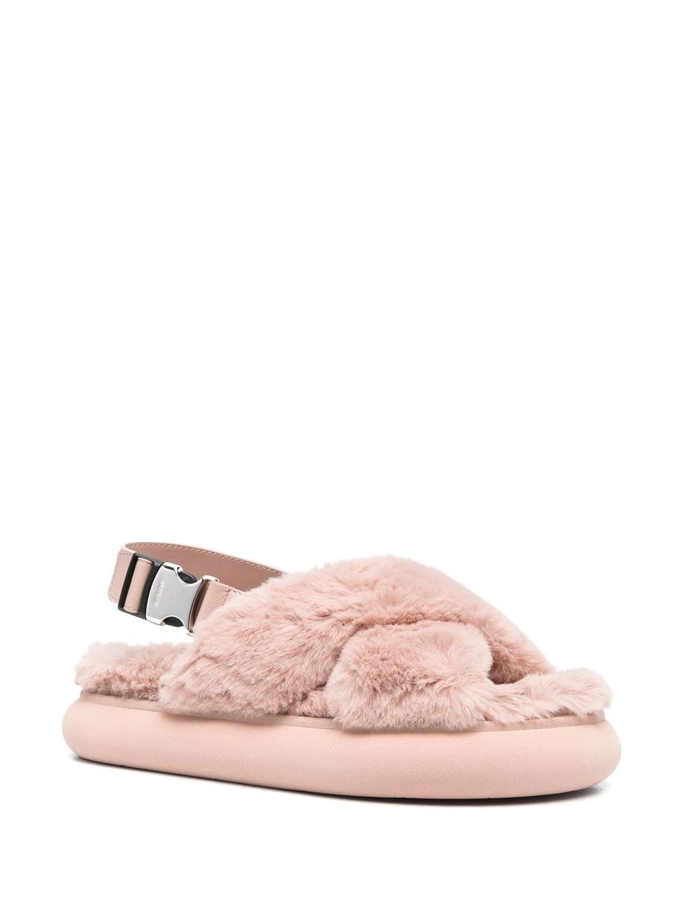 shearling cross-strap slippers - 2