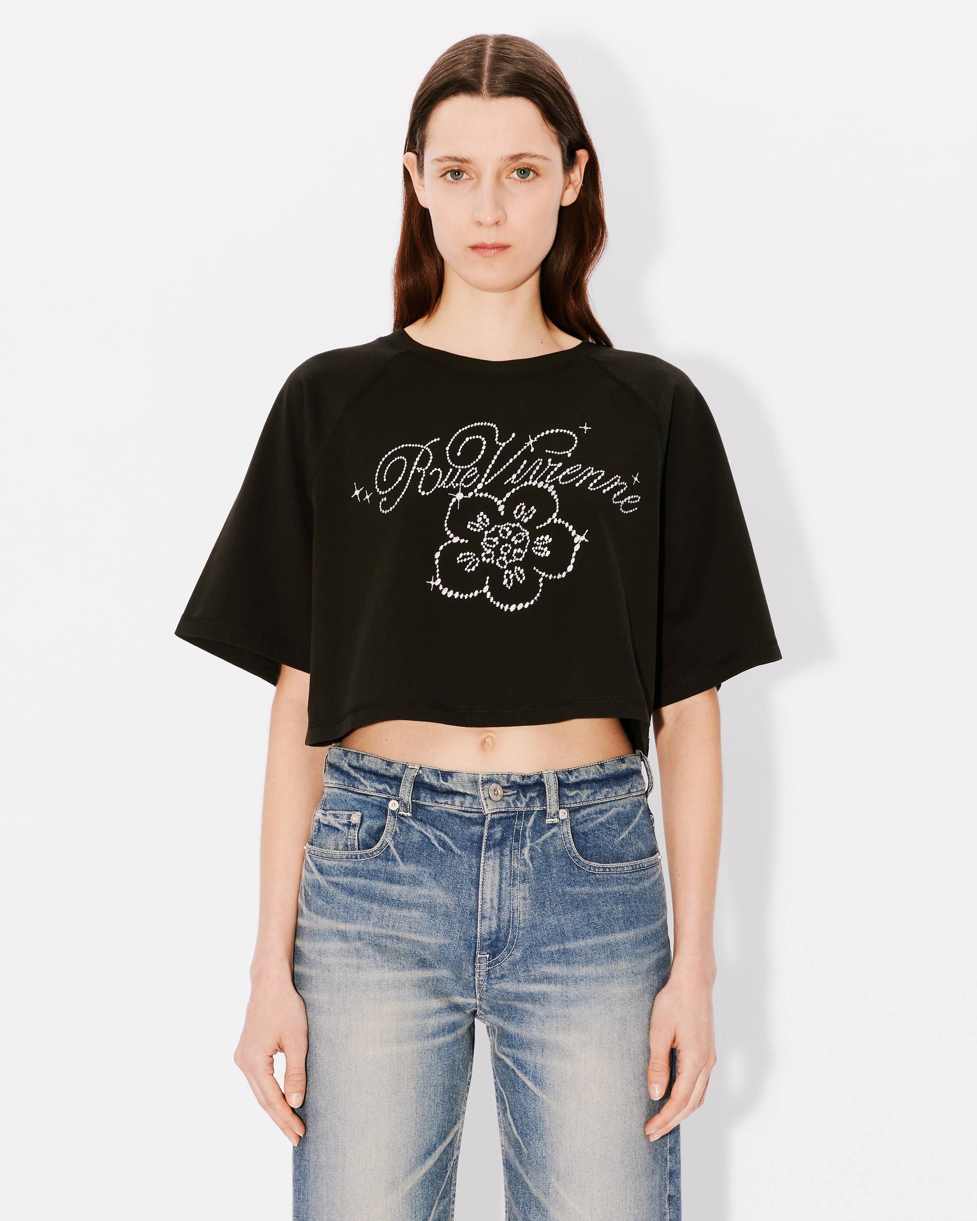 'KENZO Constellation' embroidered cropped T-shirt - 3