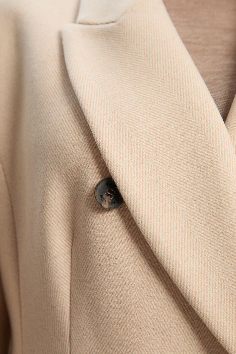 Plus Size Stripe Wool Double Breasted Tailored Maxi Coat 2