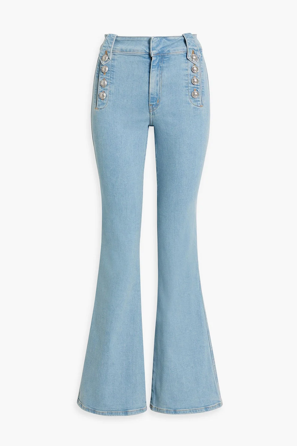 Button-embellished high-rise flared jeans - 1