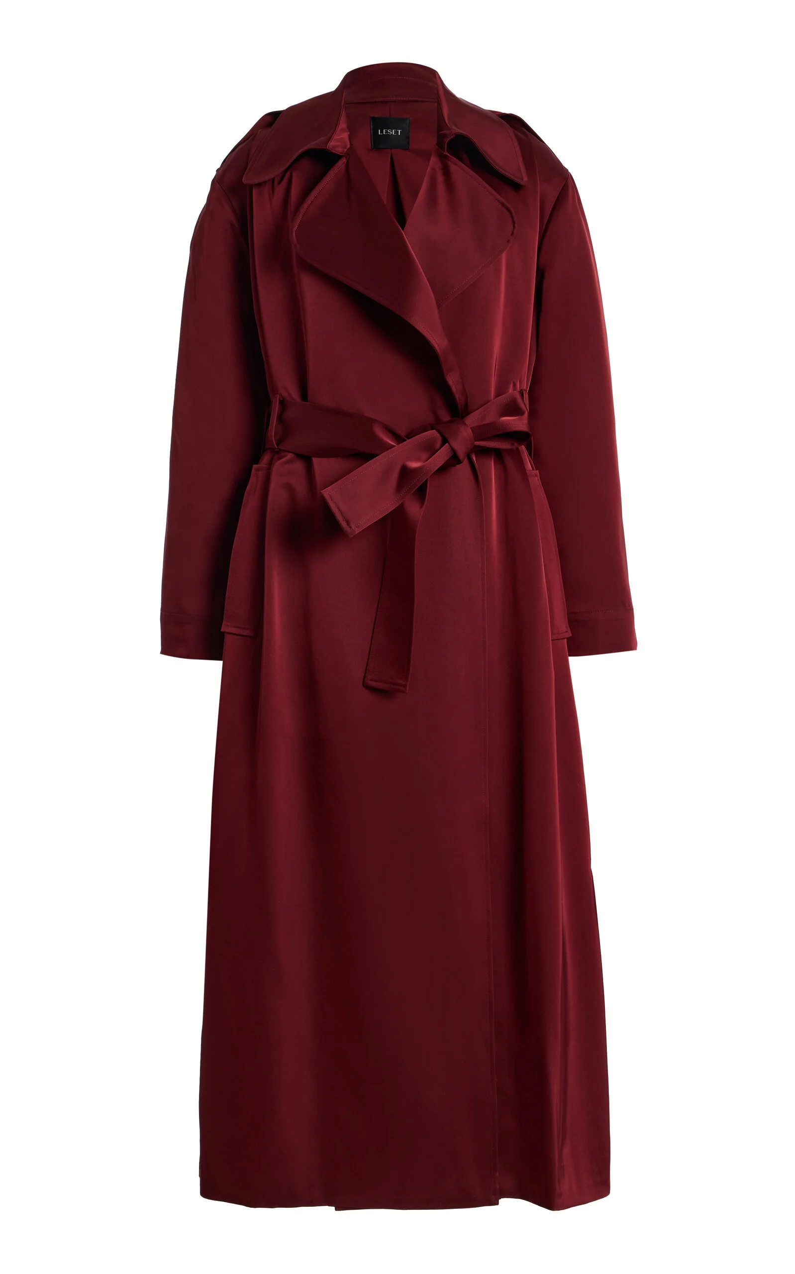 Barb Satin Trench Coat burgundy - 1