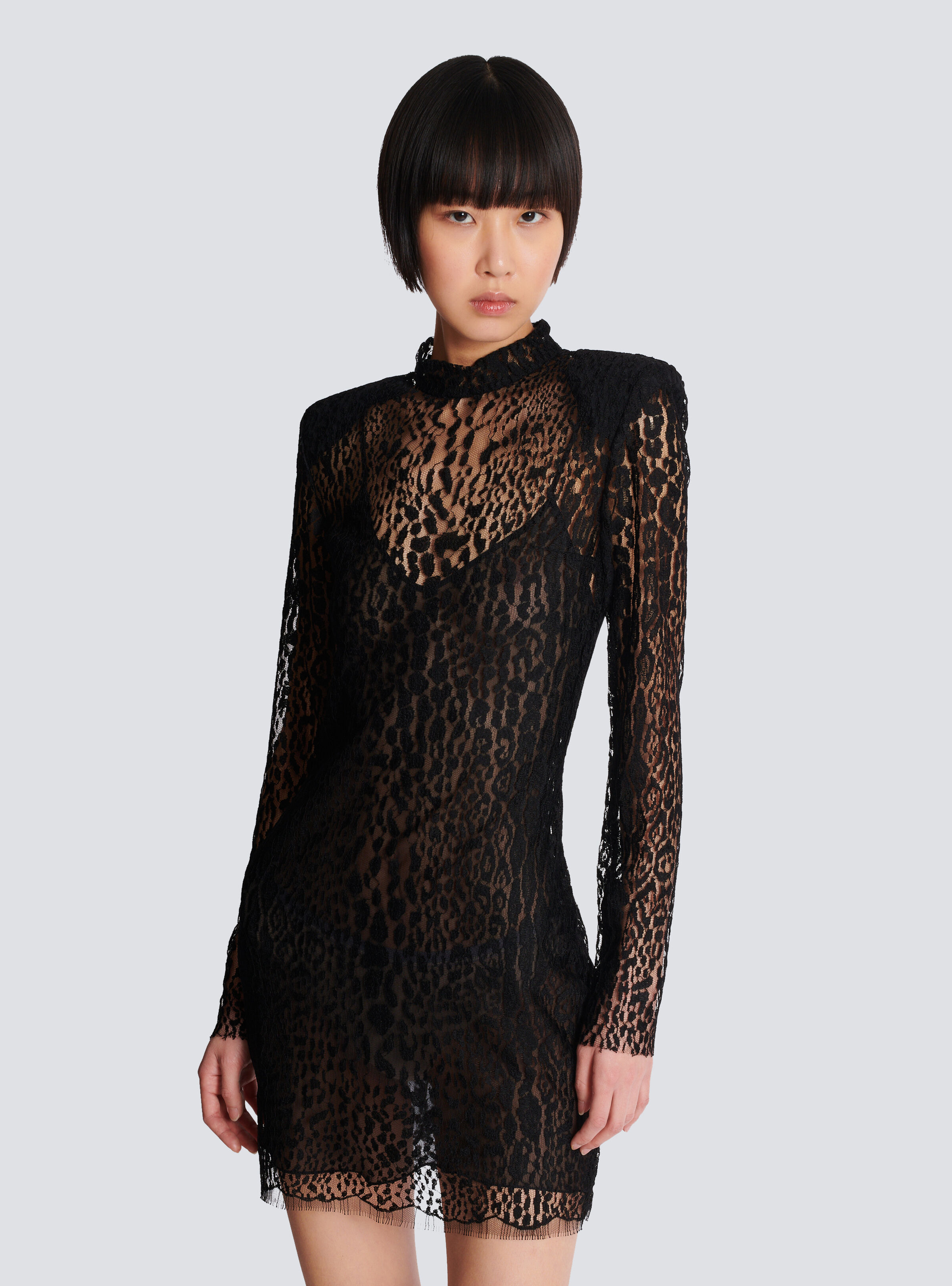 Leopard pattern lace bodycon dress - 6