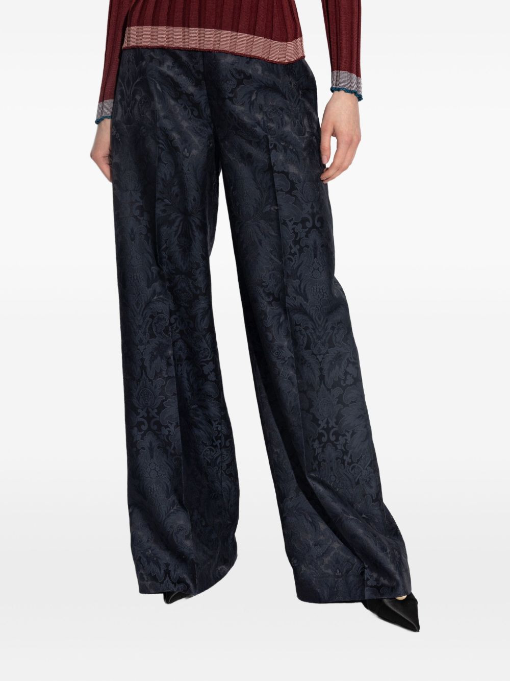 damask-pattern straight trousers - 3