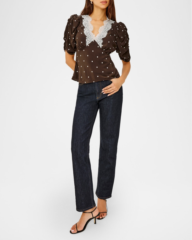 Rails Lazara Lace-Trim Polka Dot Top outlook