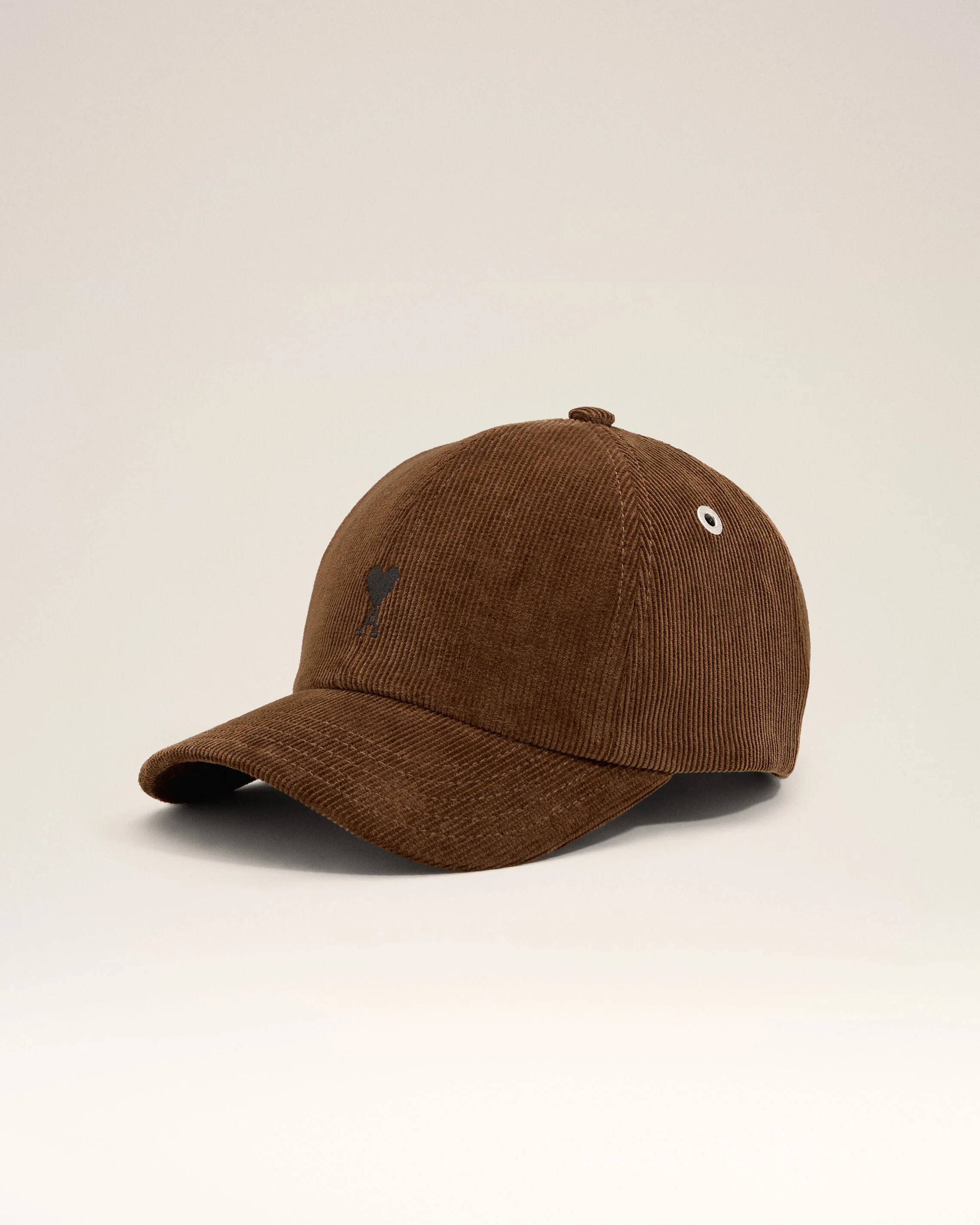 BROWN CORDUROY COTTON CAP WITH AMI DE COEUR - 1