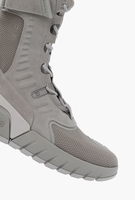 Gray mesh and suede B-Army sneakers - 6