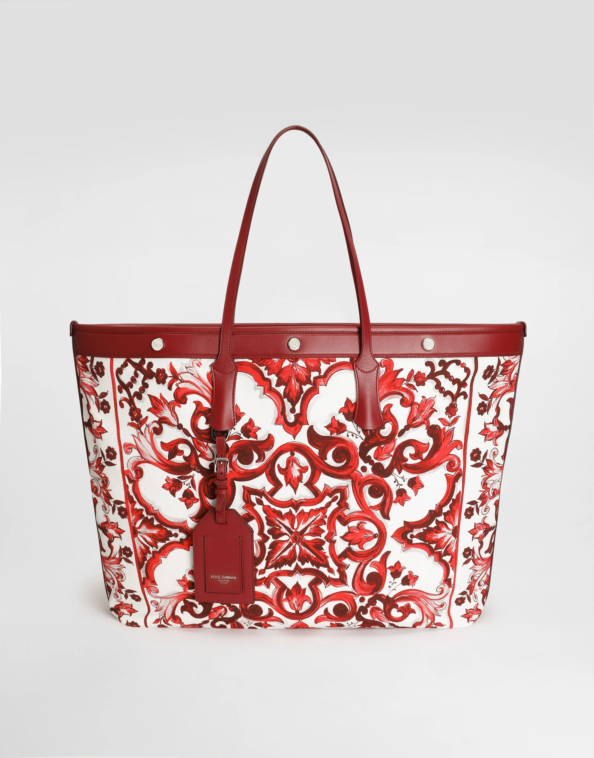 Atene shopping bag in majolica-print canvas - 1