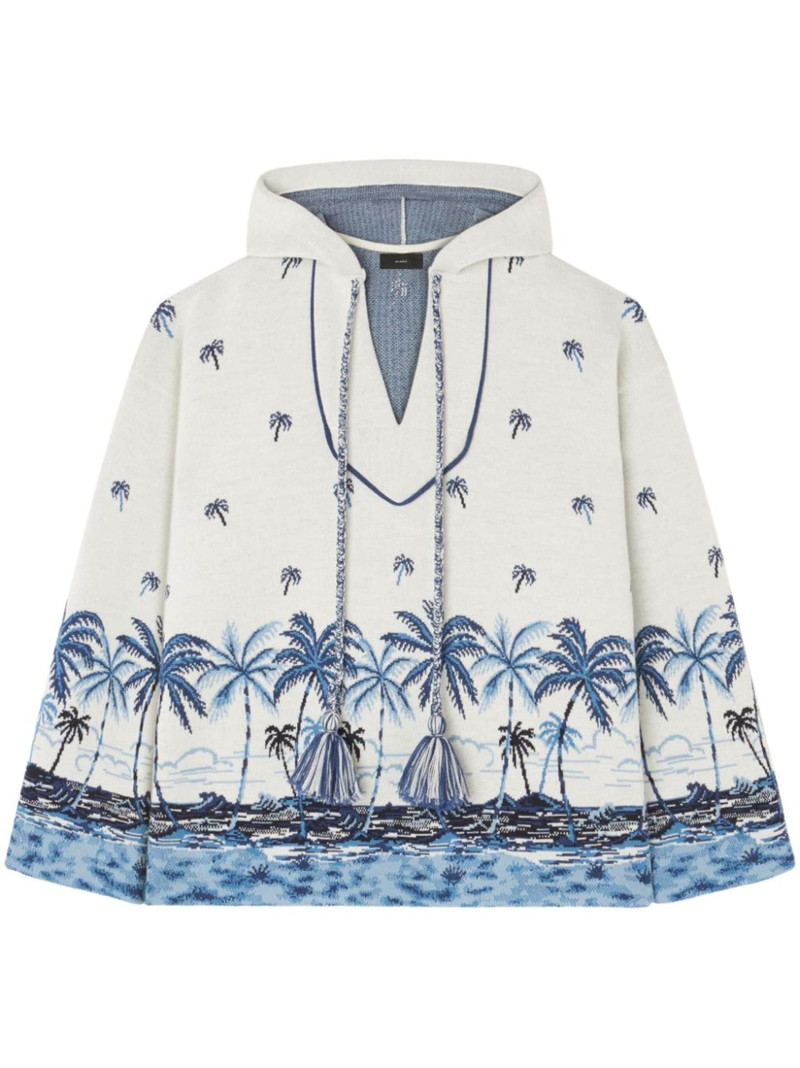 hawaii print-knitted wool hoodie 1