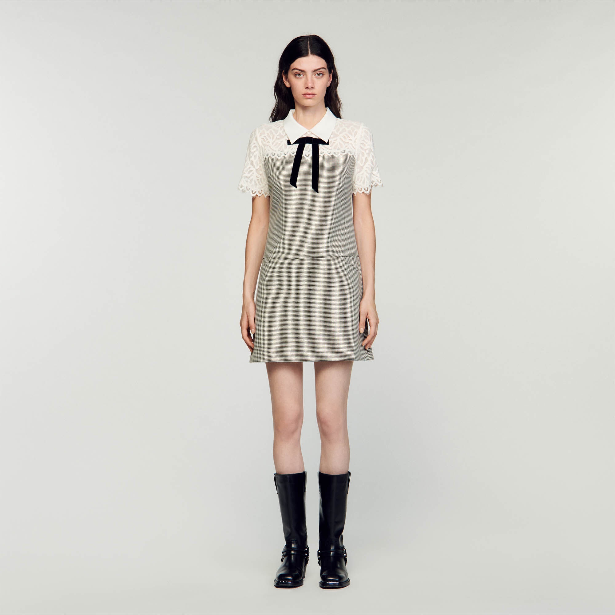 TWO-MATERIAL SHORT DRESS - 2