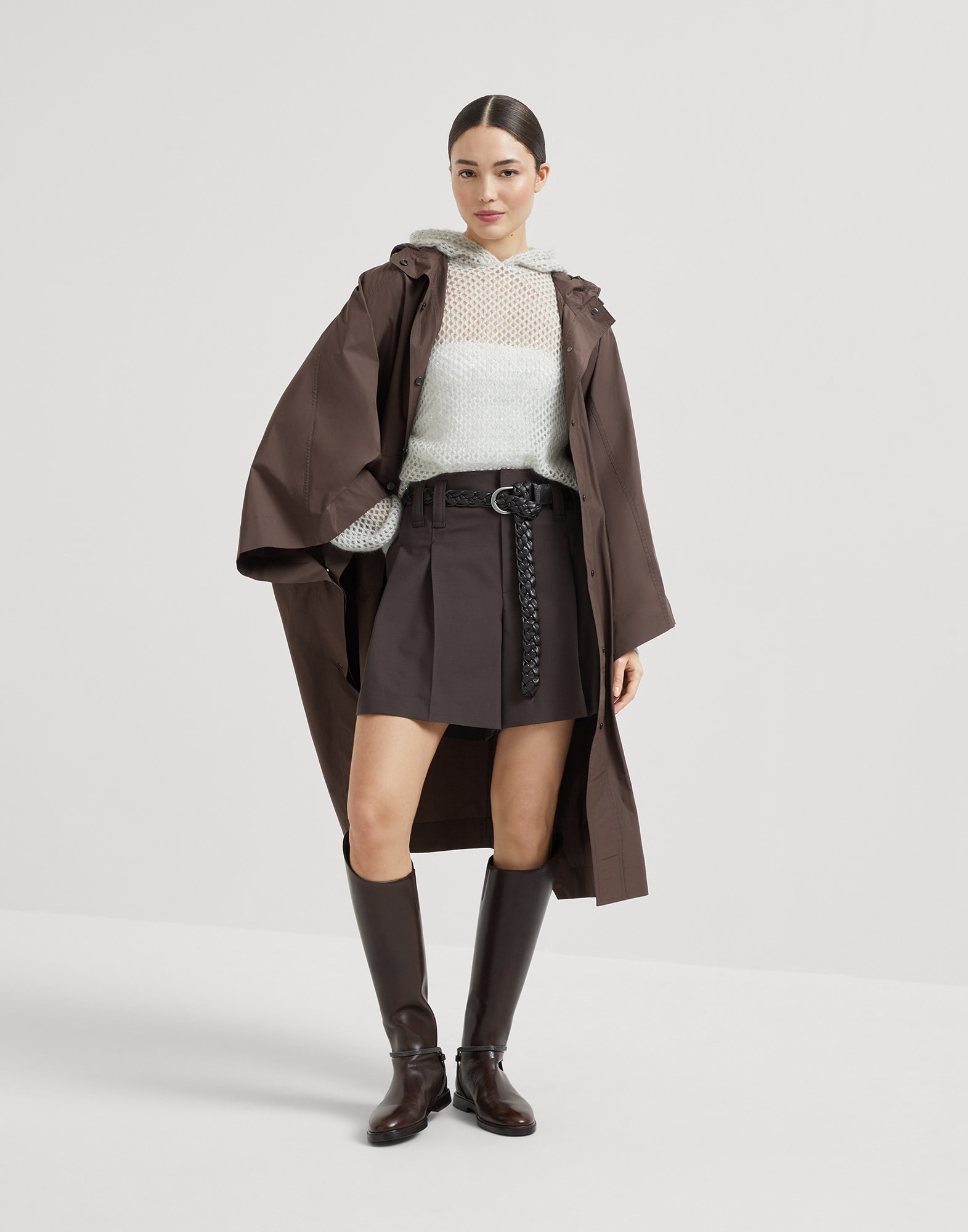 Mohair, cotton and wool dazzling mesh hooded knit sweatshirt - 5