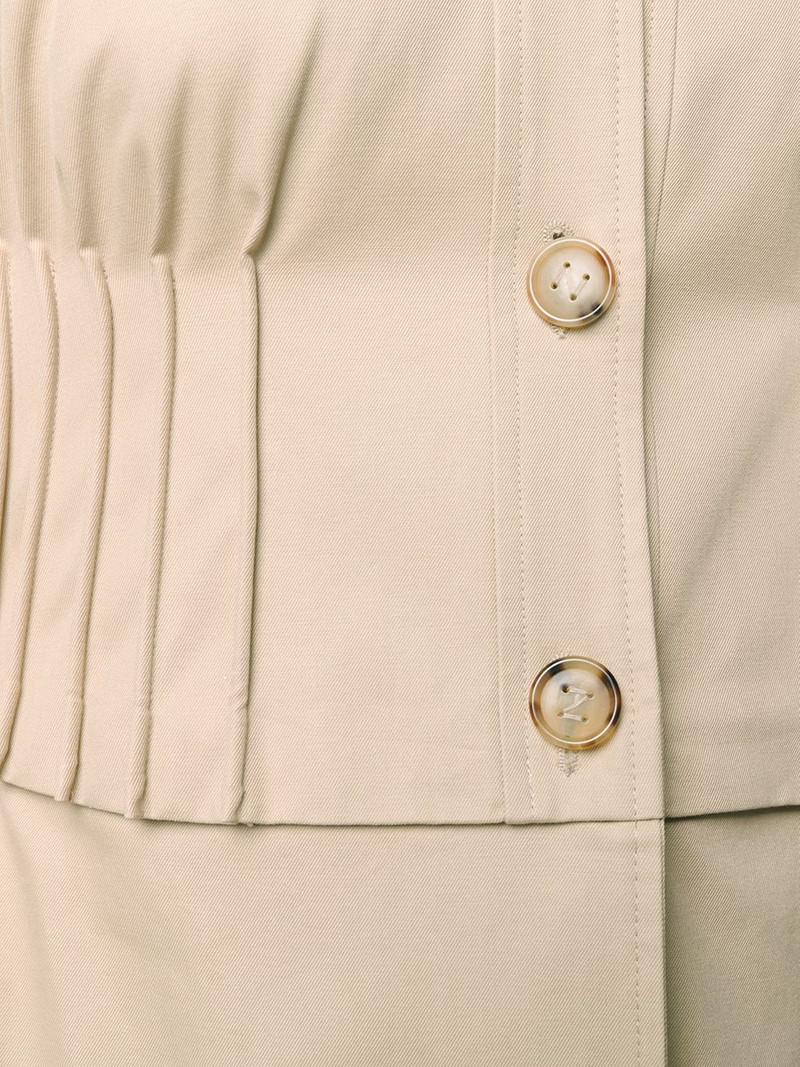 pleated detail flared single-breasted coat 5