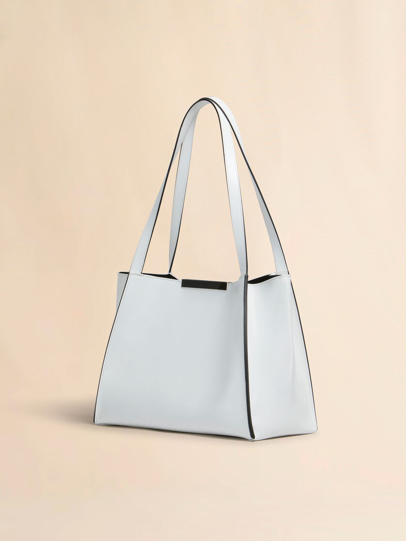 WHITE LEATHER CRESTA E/W SMALL TOTE BAG - 3