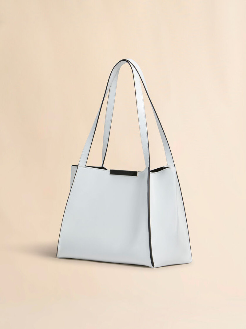 WHITE LEATHER CRESTA E/W SMALL TOTE BAG 3