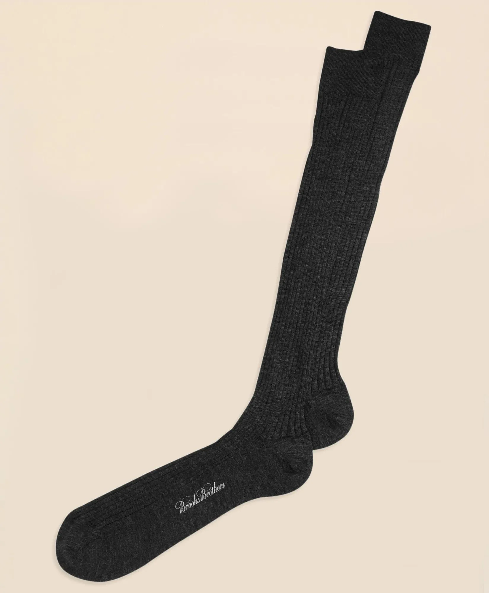 Merino Wool Ribbed Over-the-Calf Socks - 1
