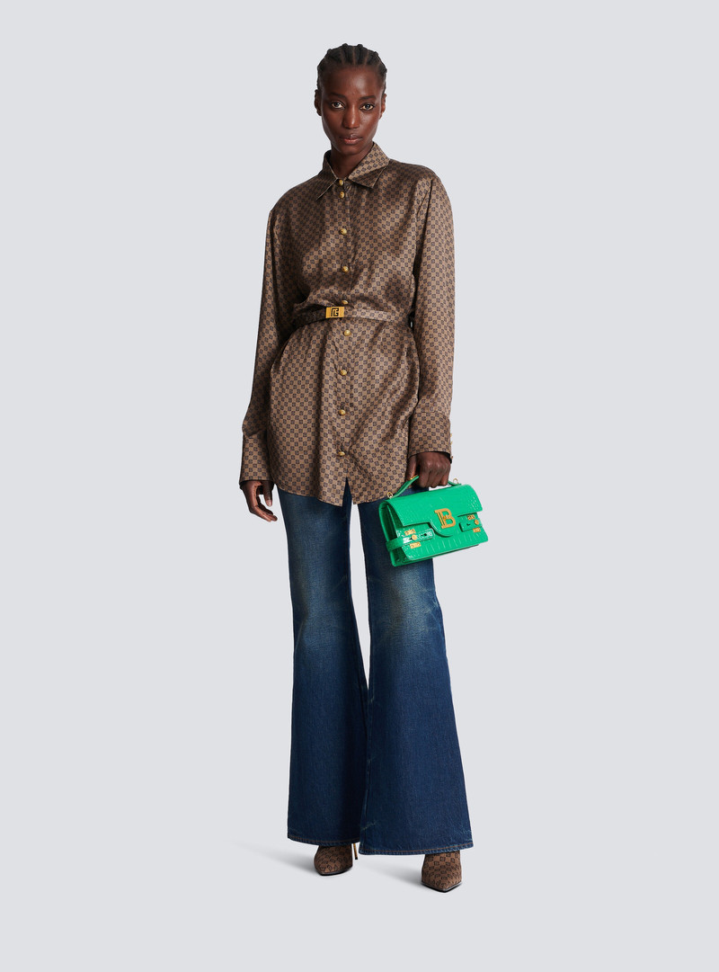 Balmain Silk shirt with a mini monogram print outlook
