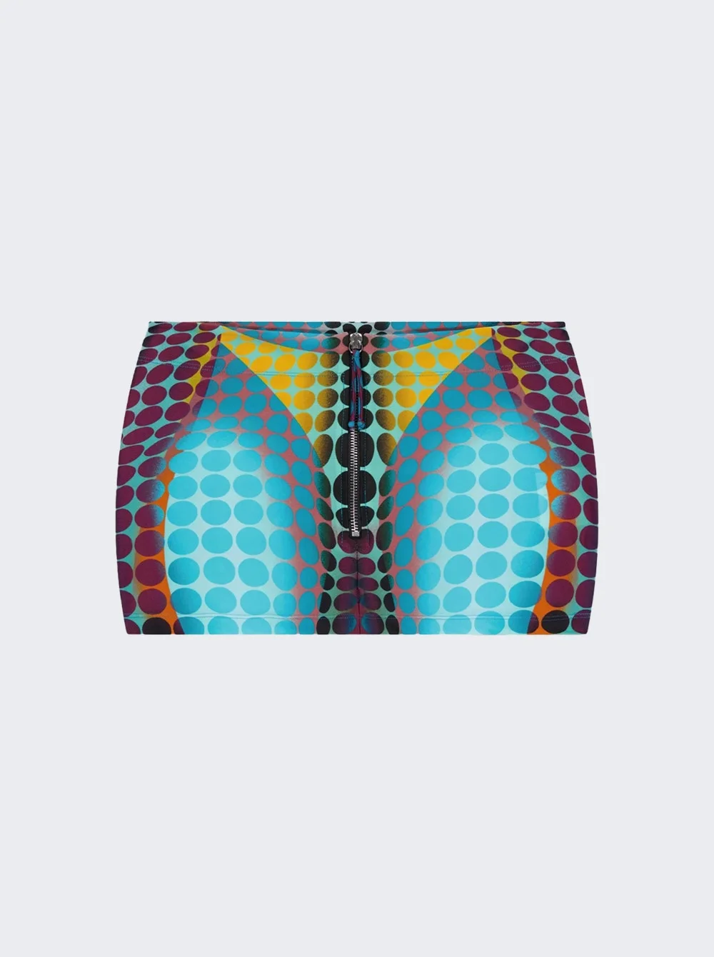 Re-edition: Front Zip Mini Skirt Blue Dots Print - 1