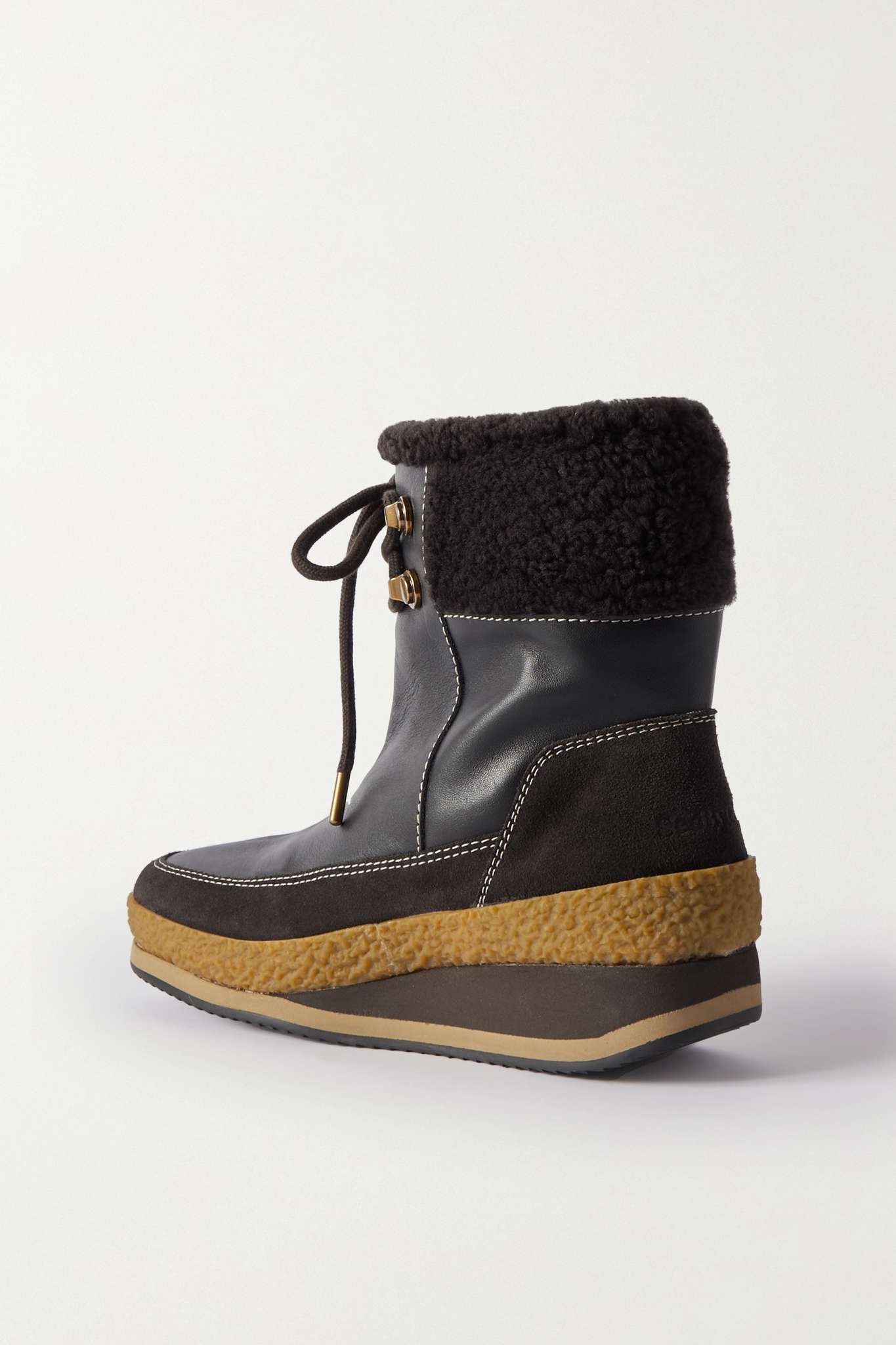 Cameron shearling-trimmed leather and suede ankle boots - 3