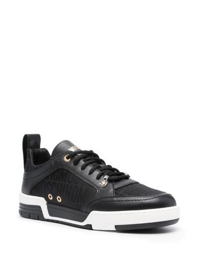 Moschino logo-jacquard leather sneakers outlook