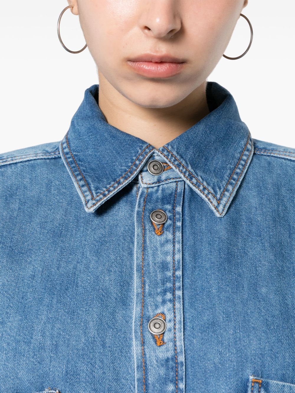 panelled-design denim jumpsuit - 5