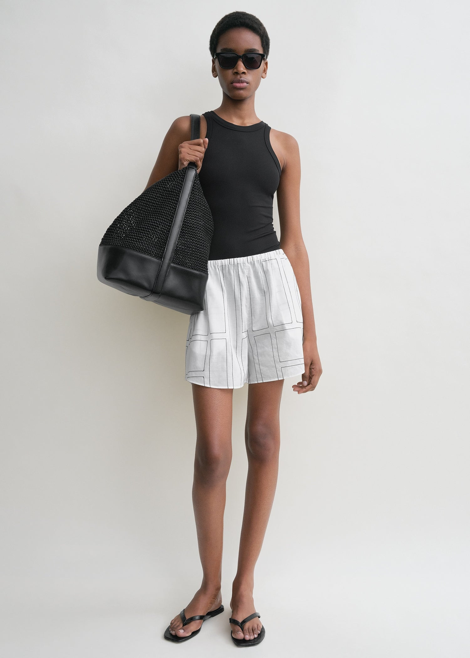 Monogram cotton pj shorts white/black - 2