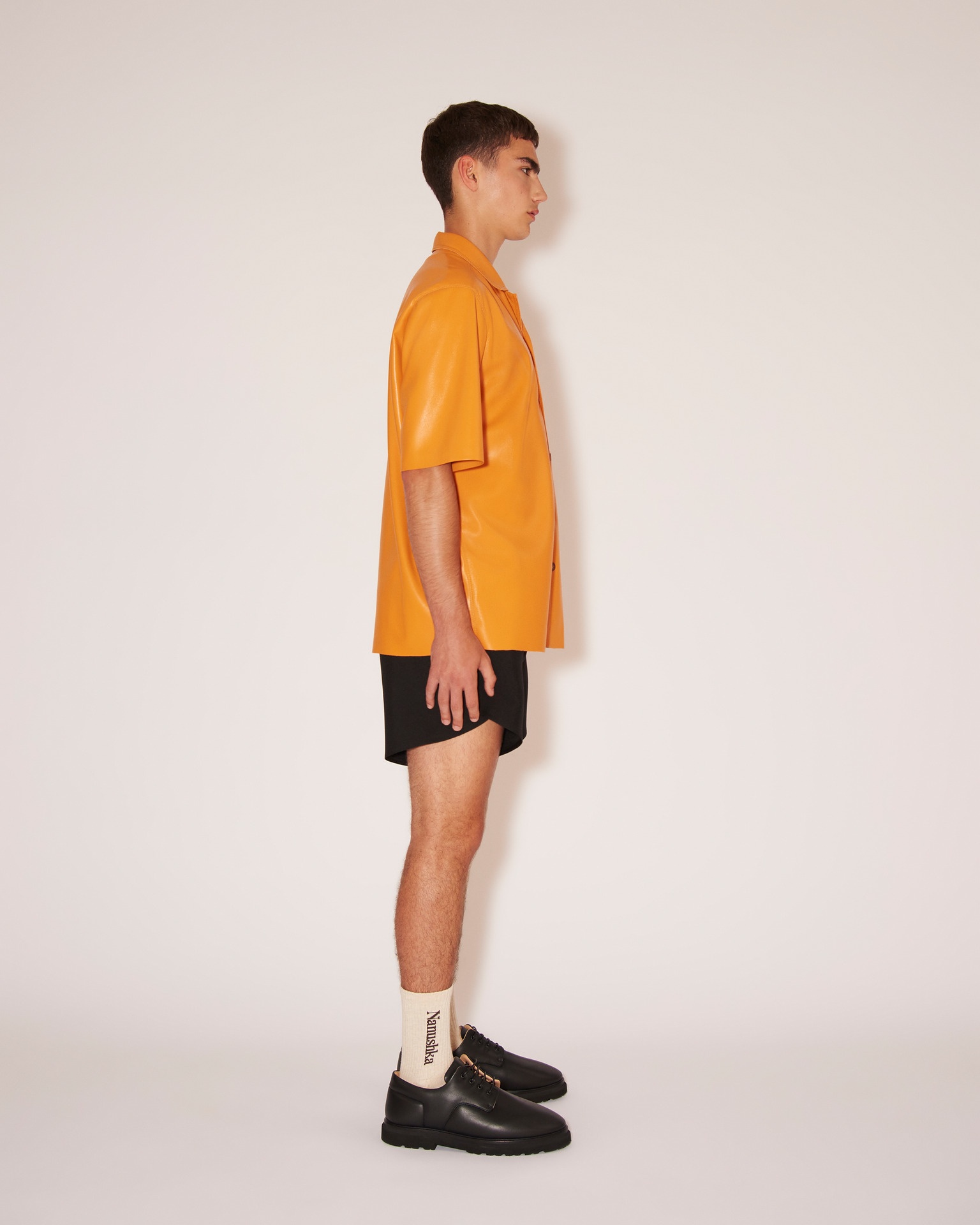 BODIL - Vegan leather shirt - Orange - 3