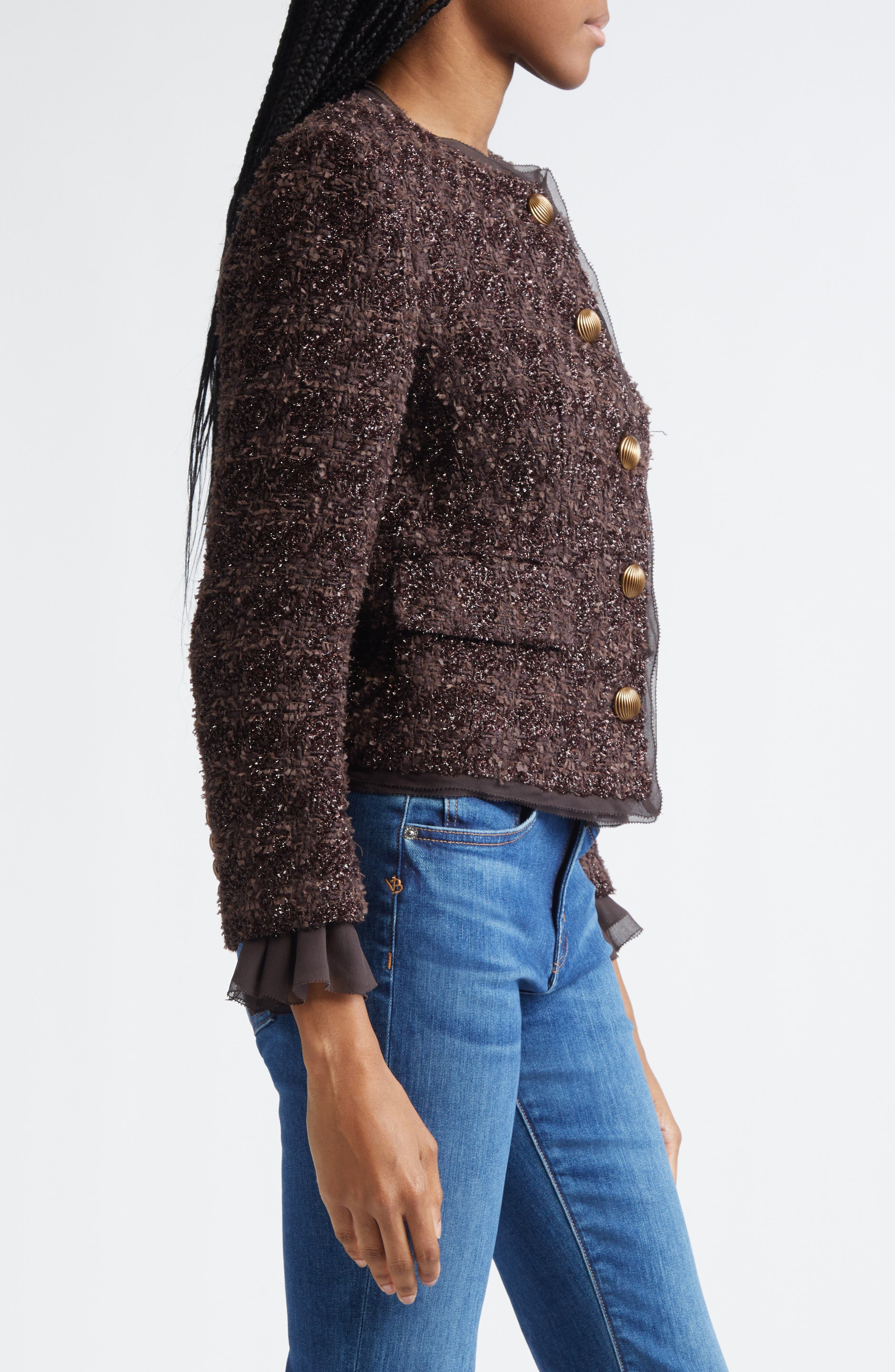 Veronica Beard Audrina Metallic Jacket in Dark Currant at Nordstrom - 4