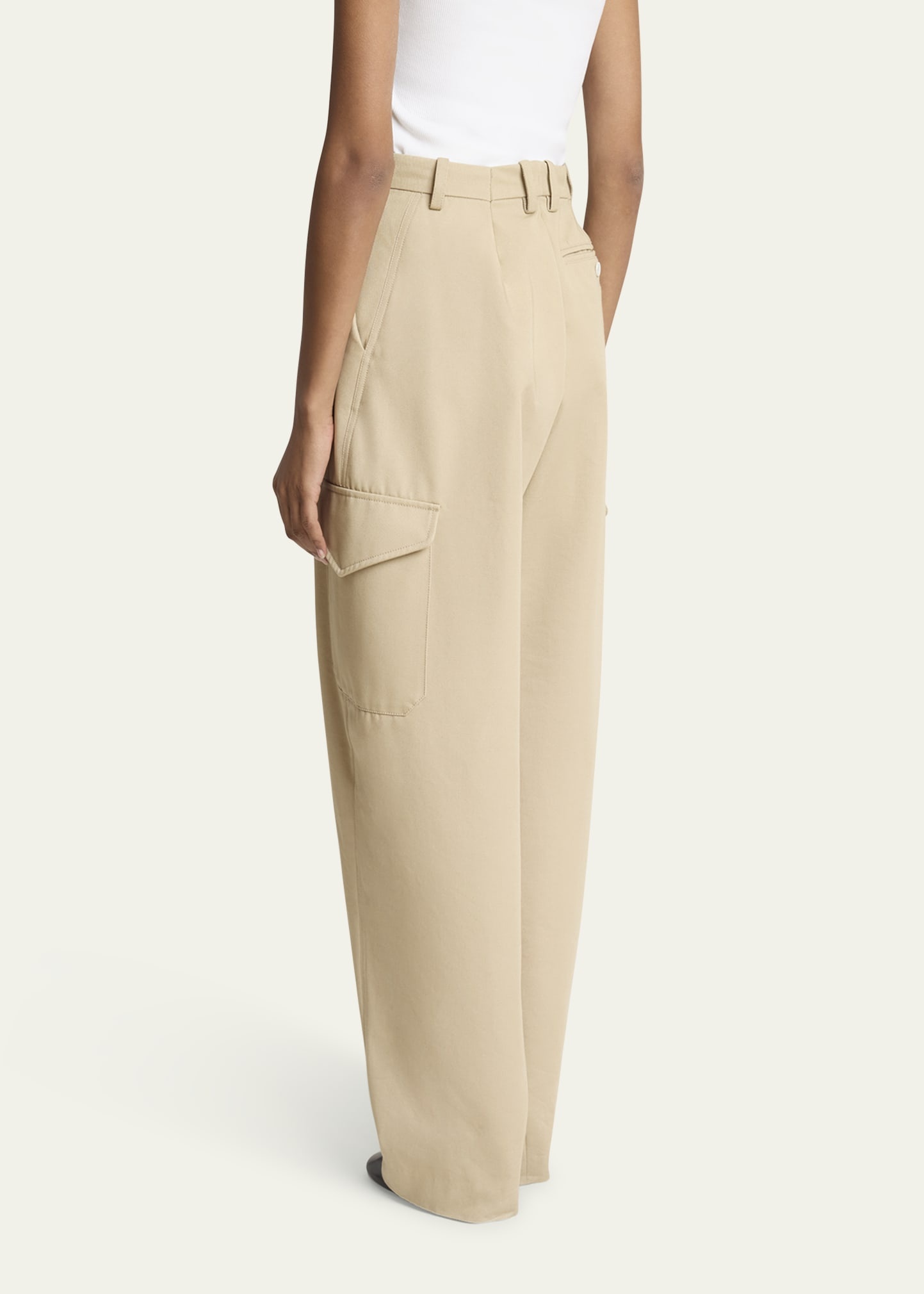 Barrel Leg Cargo Wool Trousers - 3