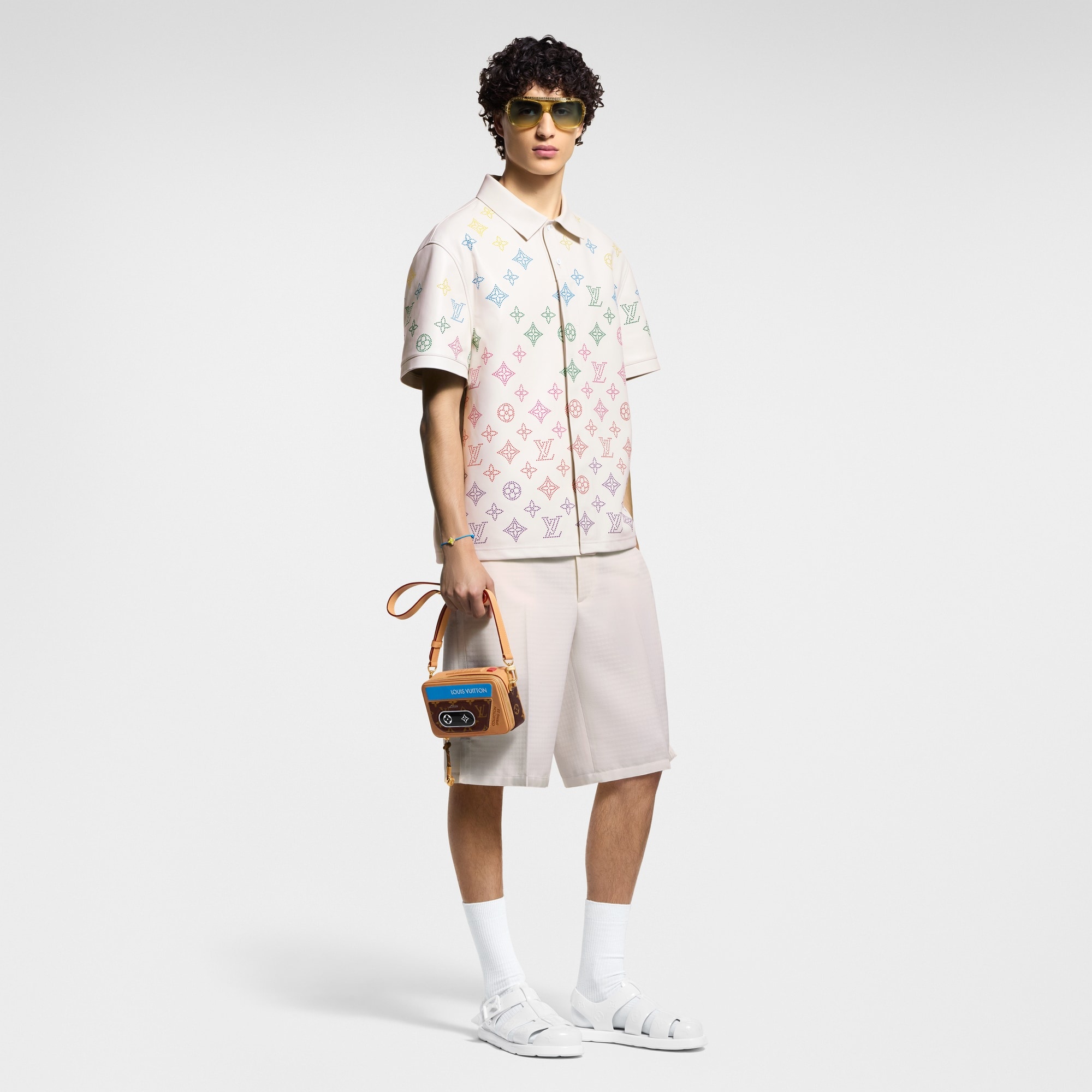 Monogram Flower Perforated Leather Polo Shirt - 4