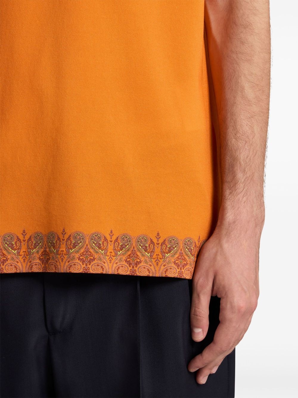 paisley-trim polo shirt - 4