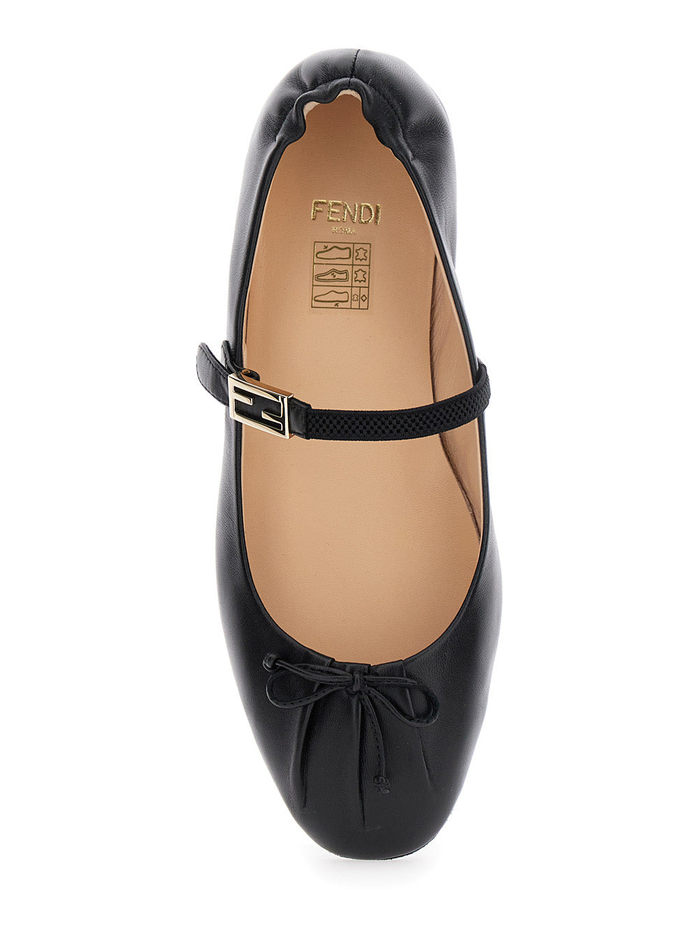 Fendi Women Black Ballerinas With Curled Heel And Ff Logo Plaque On The Strap In Leather Woman - 4