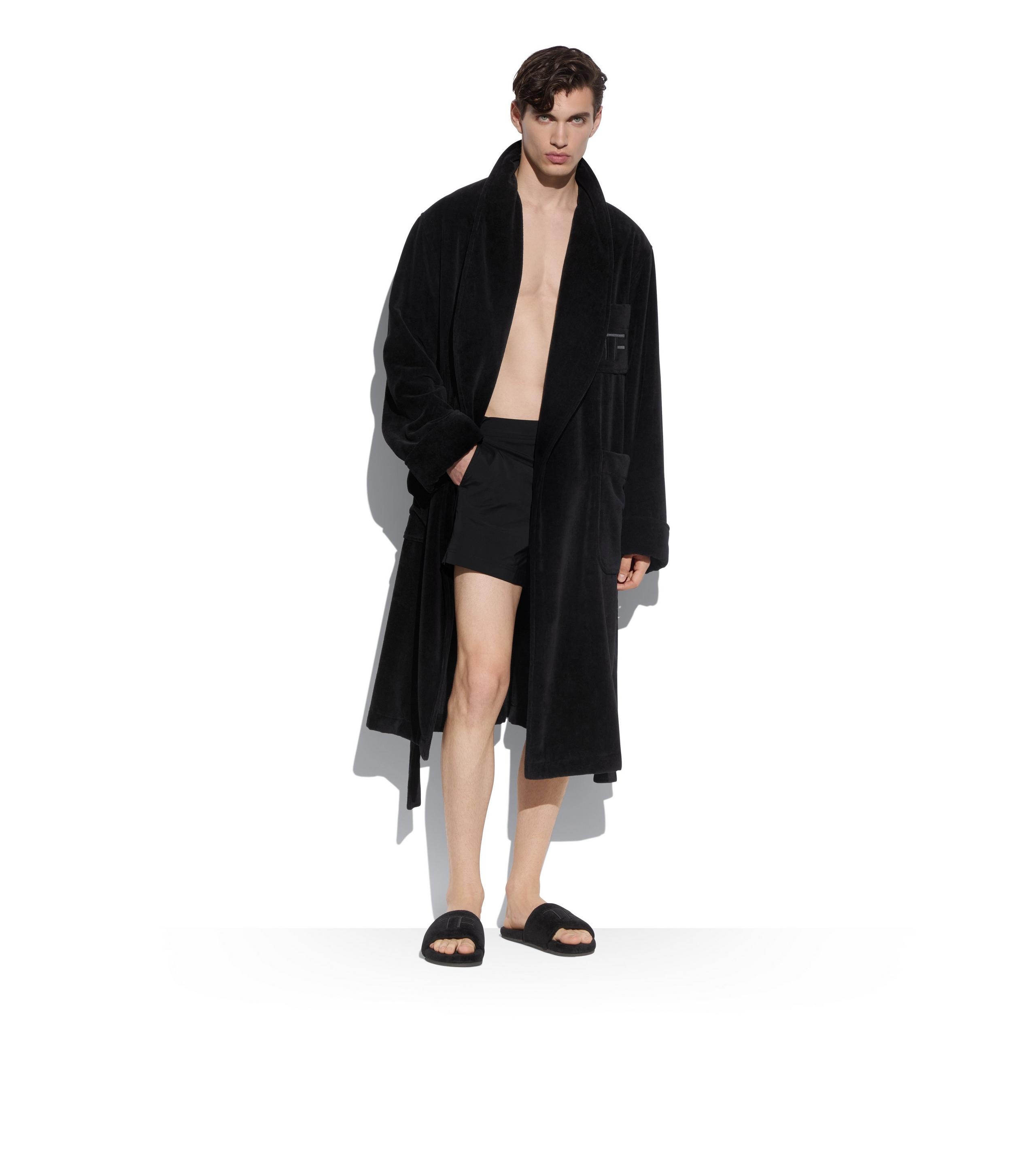 SOLID TOWELLING SHAWL COLLAR ROBE - 2