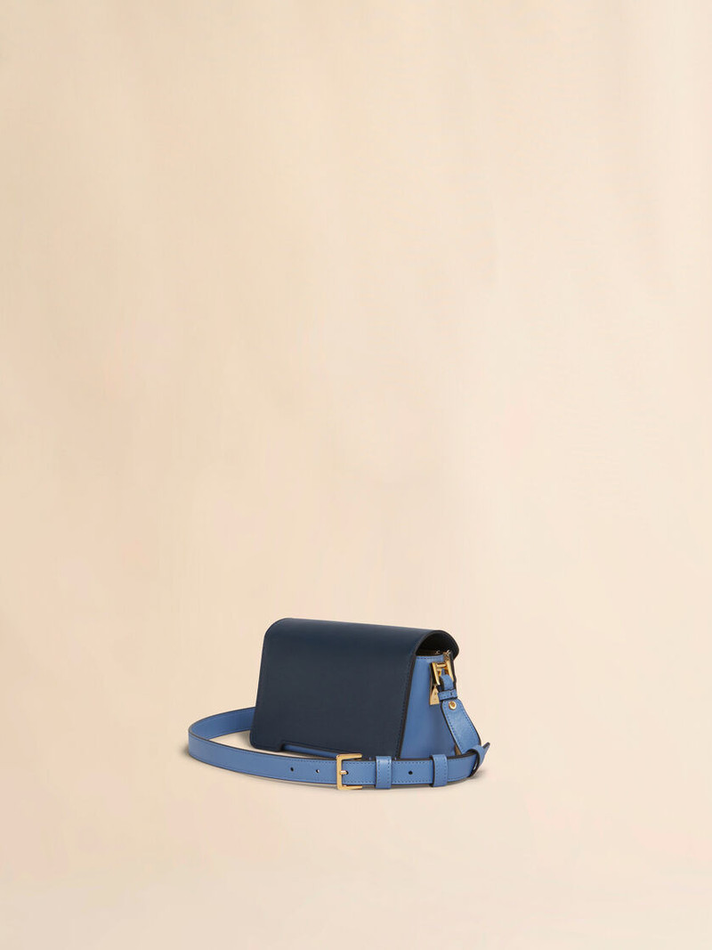 Marni BLUE, BEIGE AND LIGHT BLUE LEATHER TRUNKAROO MINI SHOULDER BAG outlook