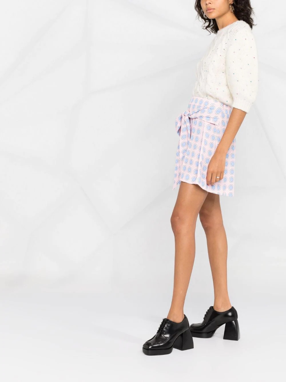 spot-print tied-waist shorts - 4