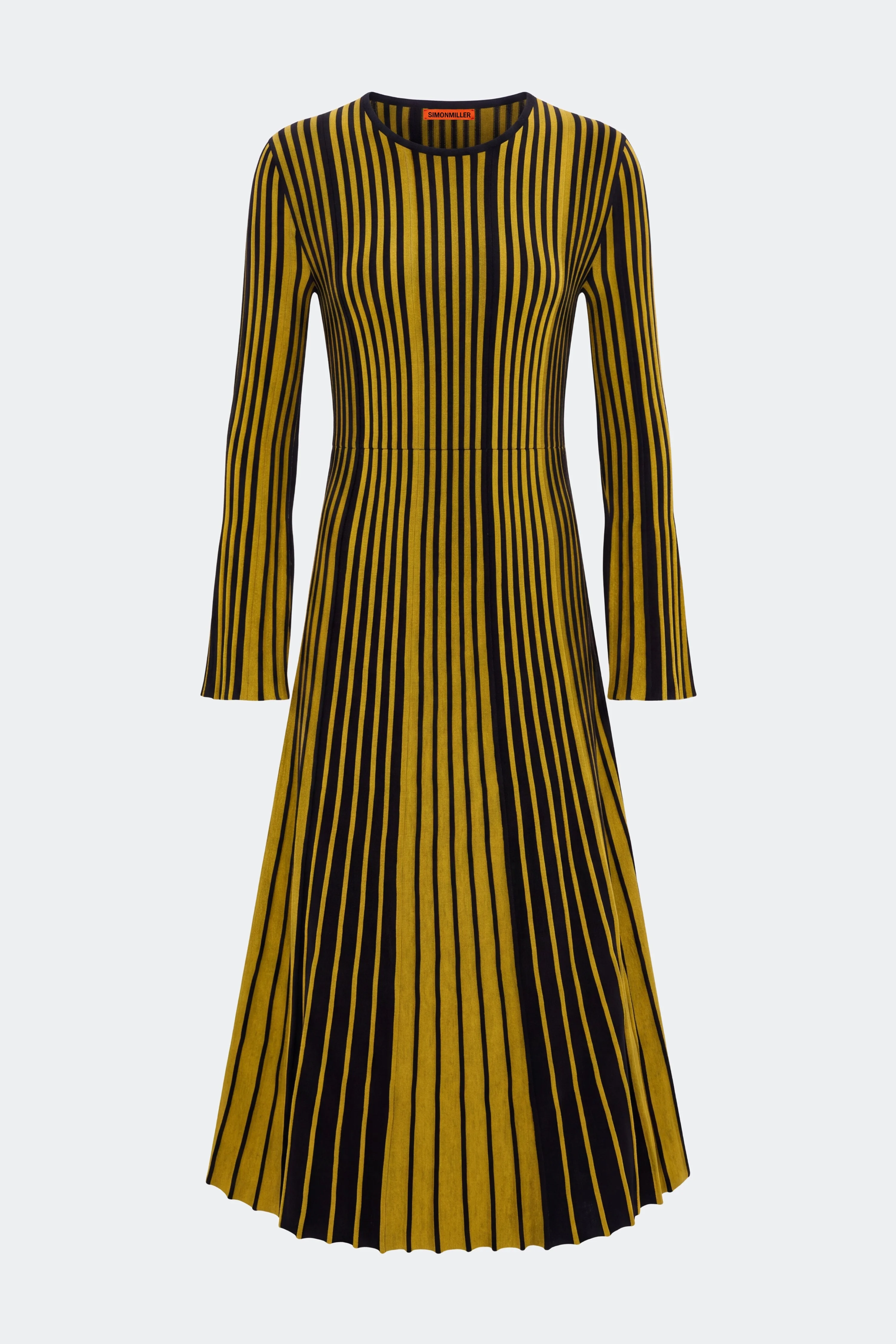 Celia Knit Dress In Melange Mustard/Black Rib - 1