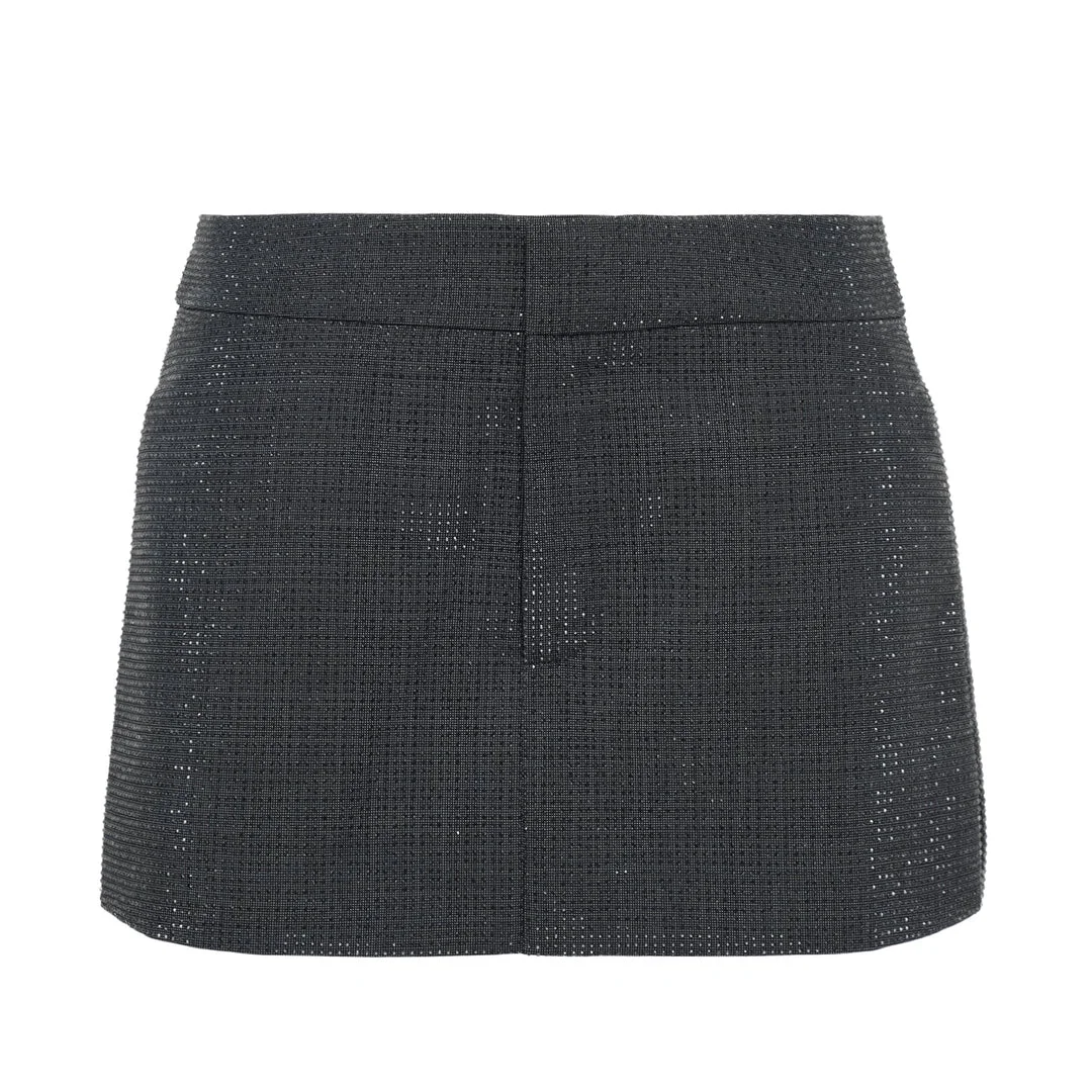Wool Mohair Crystal Hotfix Skort - 1