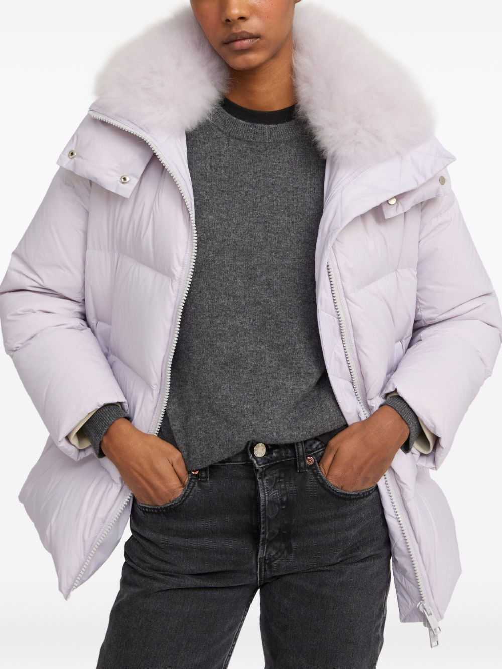 lambshearling-collar down coat - 4