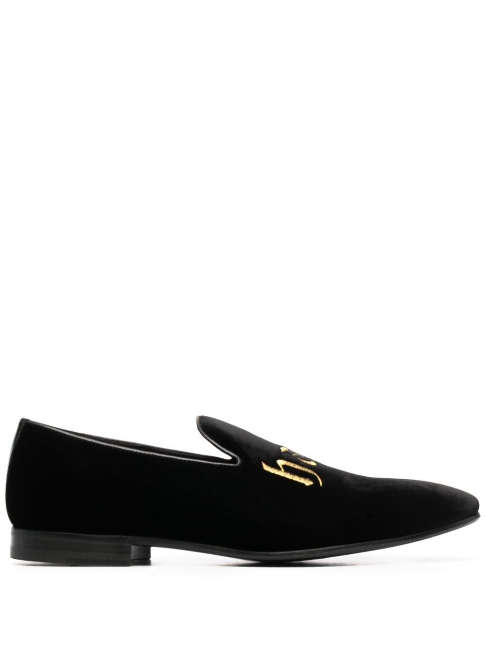 embroidered velvet loafers - 1