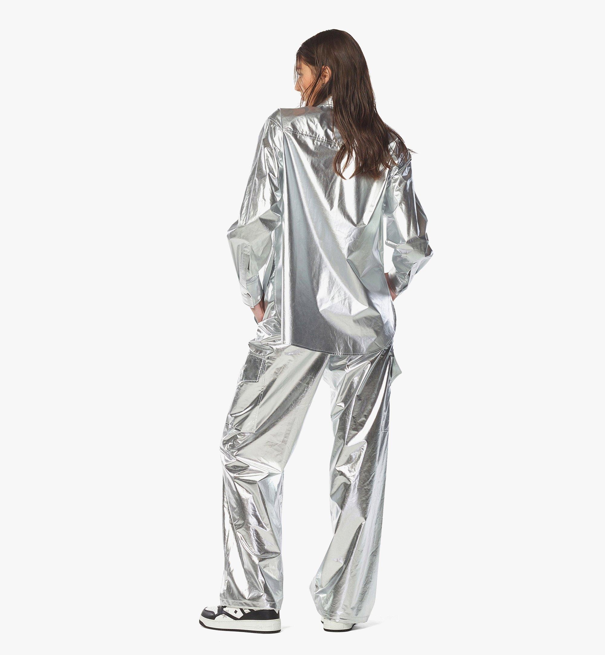 Oversized Shirt in Metallic Polyester - 5