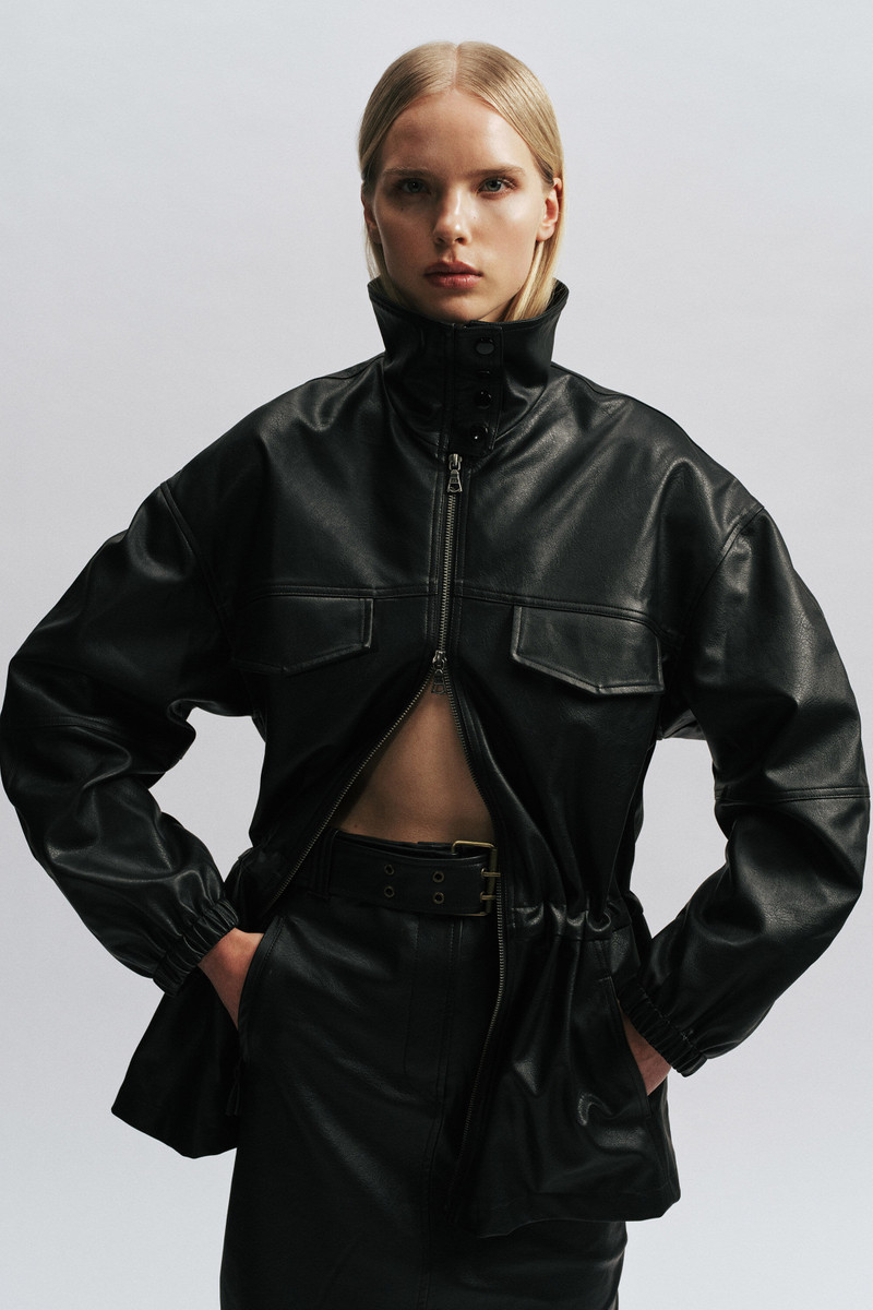 Anja Vegan Leather Jacket In Black 1