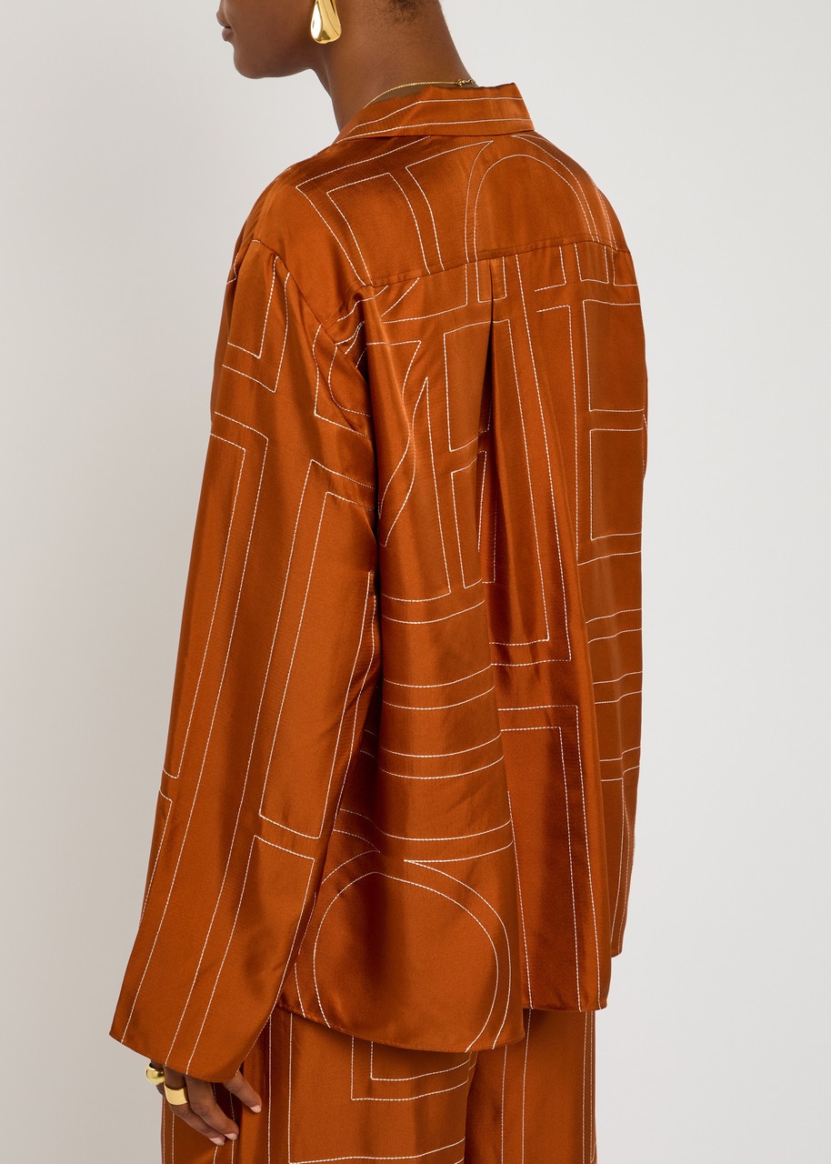 Toteme Logo-embroidered Silk-satin Shirt - 3
