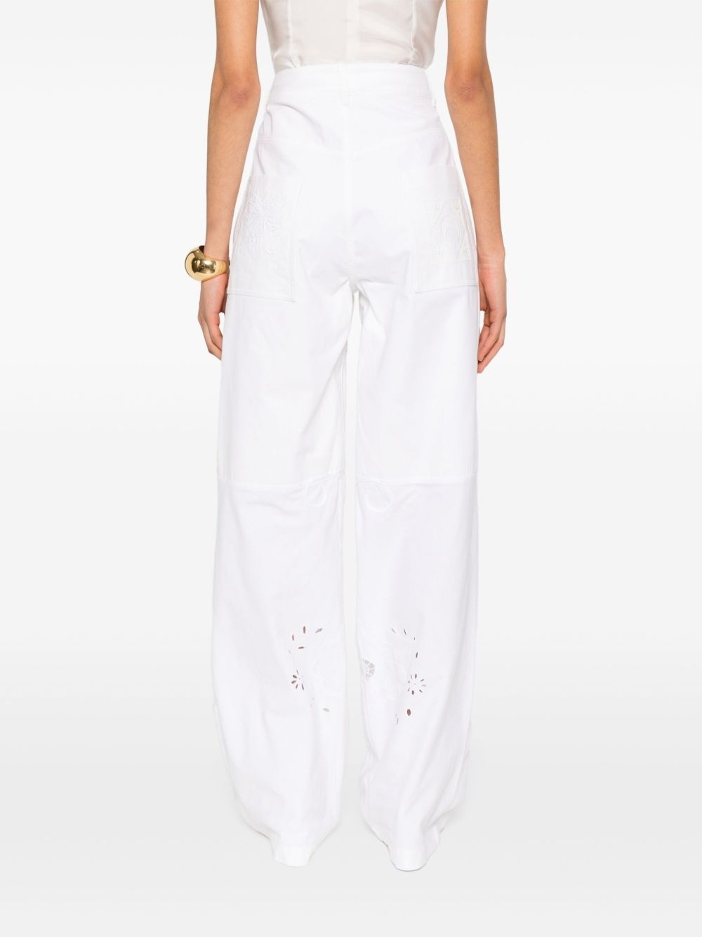 lace-panel trousers - 4