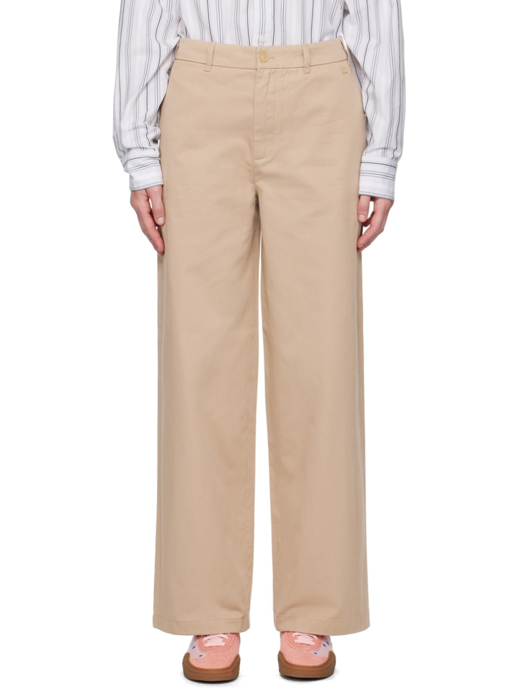 Beige Signature Pablo Trousers - 1
