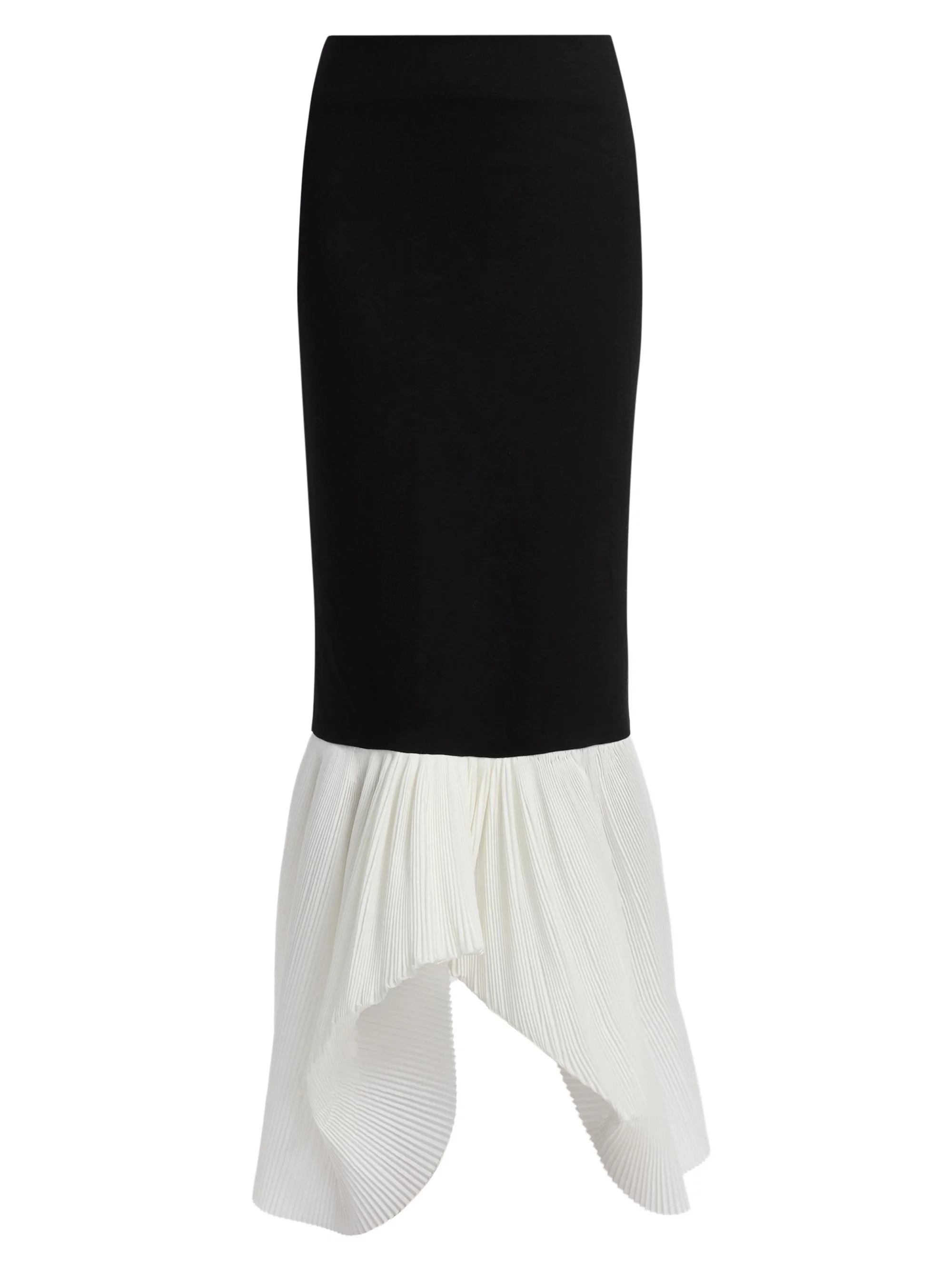 Women's Accordion Pleated Peplum Maxi Skirt - Black White - 1