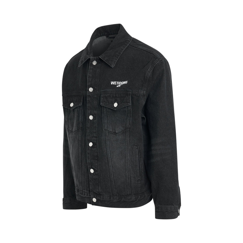 We11done 1506 Logo Loose-Fit Denim Trucker Jacket in Black outlook