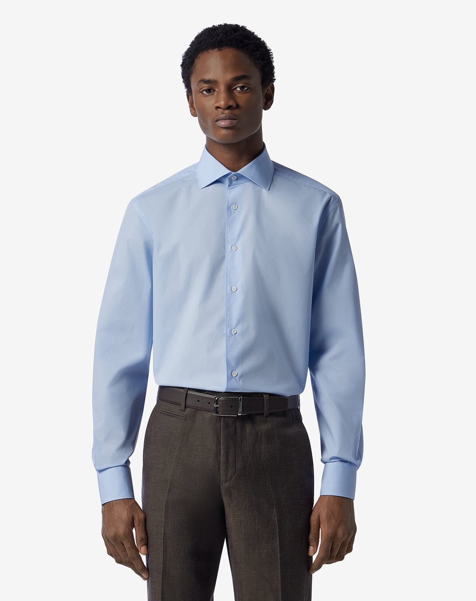 Light blue cotton poplin shirt - 2